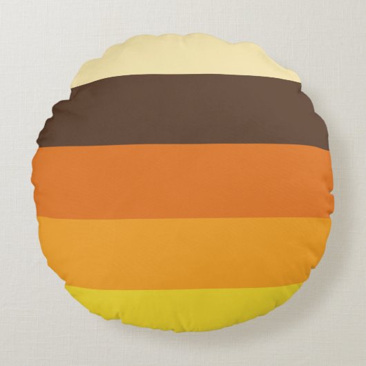 70sレトロストライプのカラーパターン ラウンドクッション (正面)