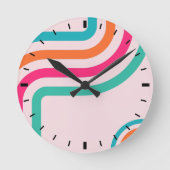 70sレトロストライプデコール ラウンド壁時計 (正面)