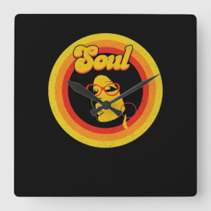 70sレトロソウルミュージックガーネソウルミュージック スクエア壁時計