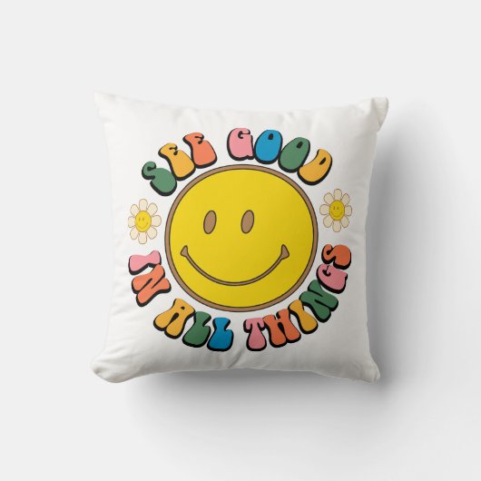 70sレトロヒッピー昇華束 クッション (正面)