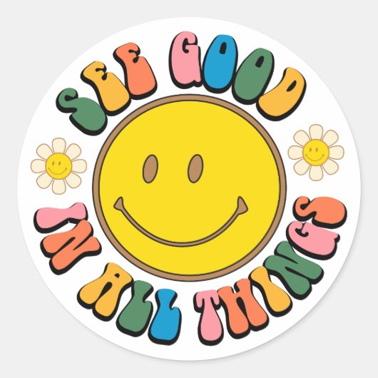 70sレトロヒッピー昇華束 ラウンドシール (正面)