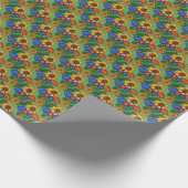 70sレトロフローラグリーン – レトロミッドセンチュリーモダン ラッピングペーパー (角)