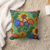 70sレトロフローラ緑 クッション (ブランケット)