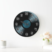 70sレトロブルーレコード ラージ壁時計 (ホーム)