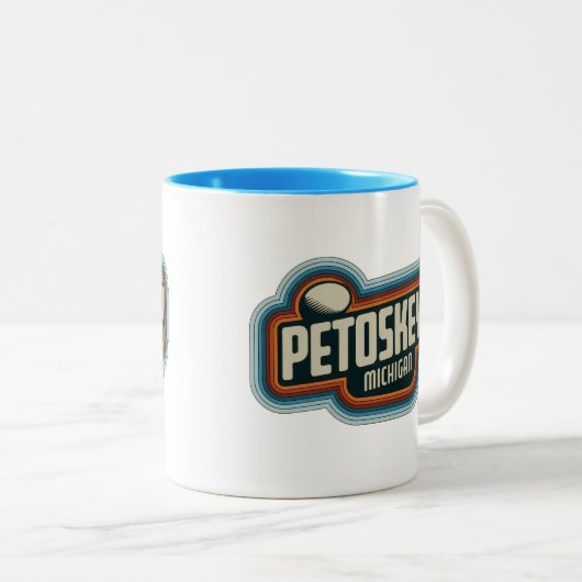 70sレトロペトスキーミシガンヴィンテージマグカップ ツートーンマグカップ (正面右)