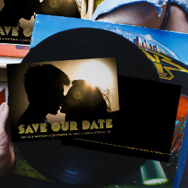 70sレトロライニング型Save the Date Foil招待状 箔招待状