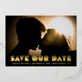 70sレトロライニング型Save the Date Foil招待状 箔招待状 (正面)