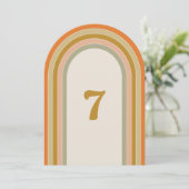 70sレトロレインボー結婚グルーヴィのテーブル番号 招待状 (スタンド正面)