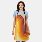 70sレトロヴィンテージスタイル幾何学的デザイン エプロン (着用した状態)