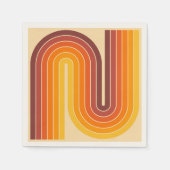 70sレトロヴィンテージスタイル幾何学的デザイン スタンダードカクテルナプキン (正面)