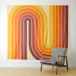 70sレトロヴィンテージスタイル幾何学的デザイン タペストリー