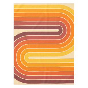 70sレトロヴィンテージスタイル幾何学的デザイン テーブルクロス