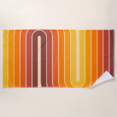 70sレトロヴィンテージスタイル幾何学的デザイン ビーチタオル (正面)