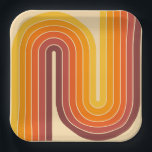 70sレトロヴィンテージスタイル幾何学的デザイン ペーパープレート<br><div class="desc">70sレトロヴィンテージスタイルオレンジ色と黄色の幾何学的デザイン。</div>