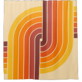 70sレトロヴィンテージスタイル幾何学的パターン シャワーカーテン (正面)