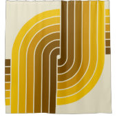 70sレトロヴィンテージスタイル幾何学的パターン シャワーカーテン (正面)