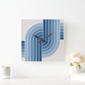 70sレトロヴィンテージスタイル幾何学的パターン スクエア壁時計 (ホーム)