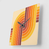 70sレトロヴィンテージスタイル幾何学的パターン スクエア壁時計 (傾斜)