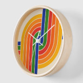 70sレトロヴィンテージスタイル幾何学的パターン 壁時計 (傾斜)