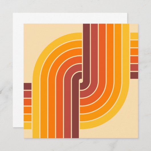 70sレトロヴィンテージスタイル幾何学的パターン 招待状 (正面/裏面)