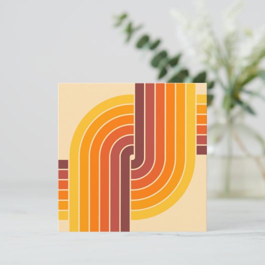 70sレトロヴィンテージスタイル幾何学的パターン 招待状 (スタンド正面)