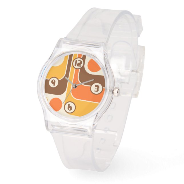 70sレトロヴィンテージスタイル幾何学的パターン 腕時計 (傾斜)