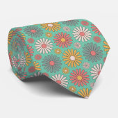 70sレトロヴィンテージ花オンティール（緑がかった色） ネクタイ (ロール)
