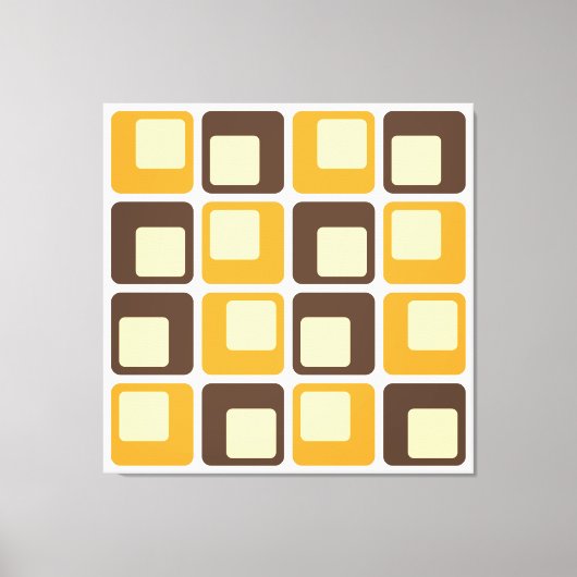 70sレトロ四角形パターン キャンバスプリント (正面)