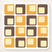 70sレトロ四角形パターン スクエアペーパーコースター (正面)