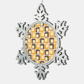 70sレトロ四角形パターン スノーフレークピューターオーナメント (右)