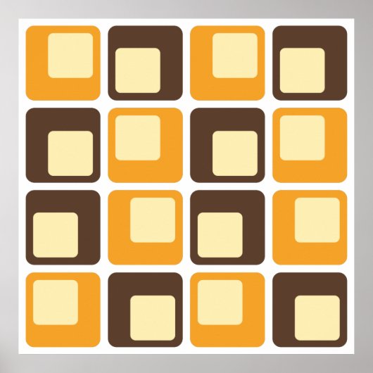 70sレトロ四角形パターン ポスター (正面)