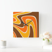 70sレトロ抽象芸術ラヴァデザイン スクエア壁時計 (ホーム)