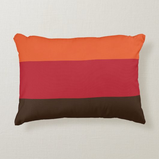 70sレトロ3ストライプのヴィンテージ色パターン アクセントクッション (正面)