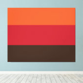 70sレトロ3ストライプのヴィンテージ色パターン キャンバスプリント (インサイチュ (ウッドフロア))