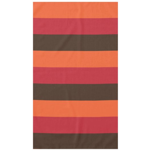 70sレトロ3ストライプのヴィンテージ色パターン テーブルクロス (正面)