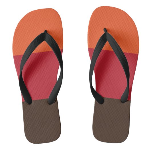 70sレトロ3ストライプのヴィンテージ色パターン ビーチサンダル (フットベッド)