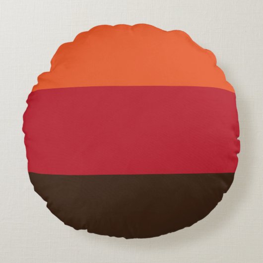 70sレトロ3ストライプのヴィンテージ色パターン ラウンドクッション (正面)