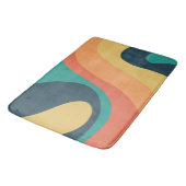 70sレトロGroovyパターンティール(緑がかった色)、オレンジ、黄色 バスマット (アングル)