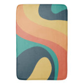 70sレトロGroovyパターンティール(緑がかった色)、オレンジ、黄色 バスマット (正面縦)