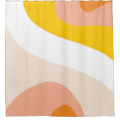 70sレトロGroovyパターンピーチ、黄色、オレンジ シャワーカーテン (正面)