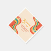 70sレトロGroovyパーティーデイジーフラワー誕生日 スタンダードカクテルナプキン (角)