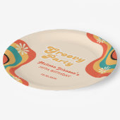 70sレトロGroovyパーティーデイジーフラワー誕生日 ペーパープレート (アングル)