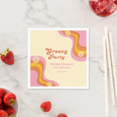 70sレトロGroovyパーティーデイジー桃誕生日 スタンダードカクテルナプキン (インサイチュ)
