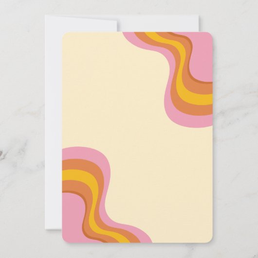 70sレトロGroovyパーティーデイジー桃誕生日 招待状 (裏面)