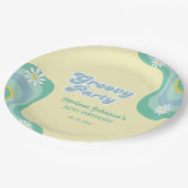 70sレトロGroovyパーティーデイジー黄色誕生日 ペーパープレート (アングル)