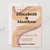 70sレトロGroovyラインファンキー写真結婚s 招待状 (正面)