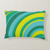 70sレトロGroovy Waveレインボーティール(緑がかった色)グリーンイエロー アクセントクッション (裏面)