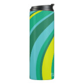 70sレトロGroovy Waveレインボーティール(緑がかった色)グリーンイエロー タンブラー (回転左)