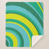 70sレトロGroovy Waveレインボーティール（緑がかった色）グリーン シェルパブランケット (正面)