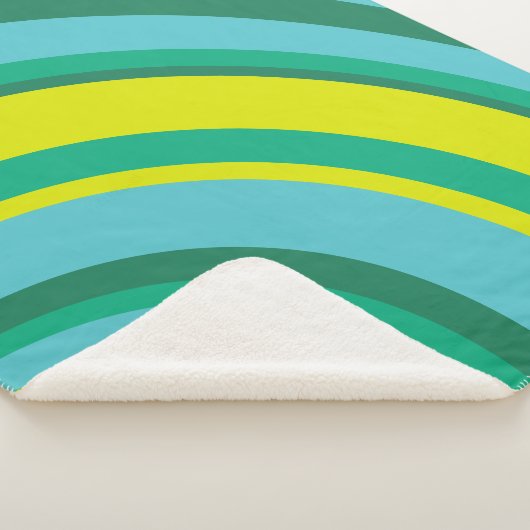 70sレトロGroovy Waveレインボーティール（緑がかった色）グリーン シェルパブランケット (3/4)